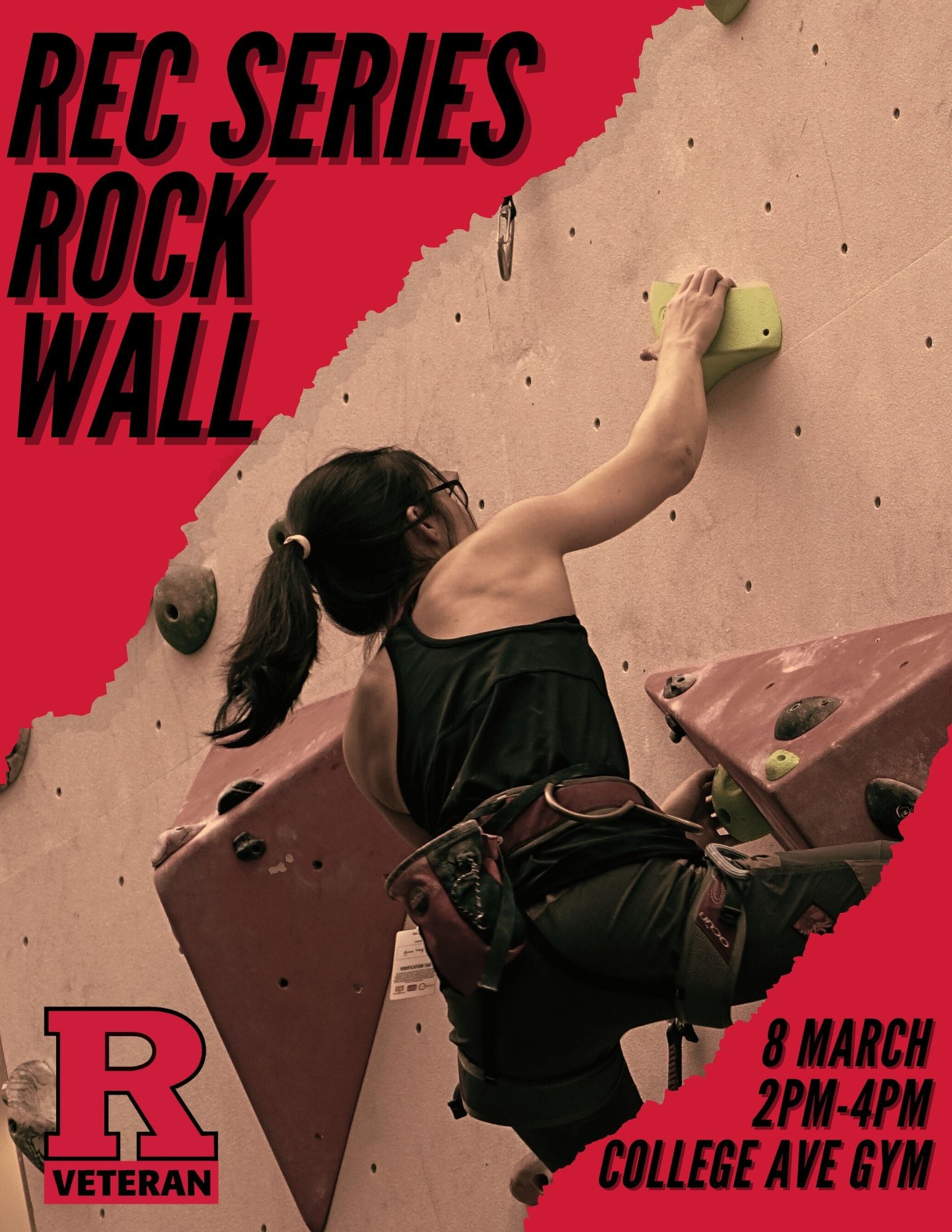 Woman climbing a rock wall