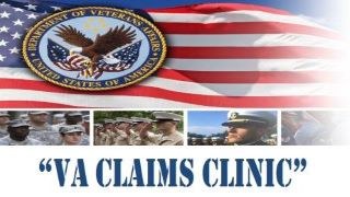 Picture of American Flag and VA Claims Clinic written as text